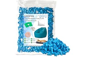 Garifon 2.47lbs Bean Bag Filler, Pillow Bean Bag Stuffing Filling, Shredded Memory Foam Filling, Punching Bag Filler, Beanbag Filler Insert, Foam Refill for Pouf/Couch, Added Gel Particles