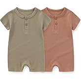 JELYLOVE Unisex Short Sleeve Baby Romper 2 Pack Cotton Solid infant Boy Girl Jumpsuits Soft New Born Clothes