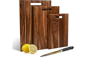 JadeVine Acacia Wood Cutting Board Set of 3-16x10, 14x9, 11x7 - Natural Hardwood Chopping Boards, Knife-Friendly, Reversible 