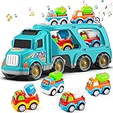 Veslier Toy Trucks Car for 2 3 4 5 Year Old Toddlers Boys Girls,Trucks Toys 5 in 1 Construction Vehicles Toys for Kids Boys Girls,Car Trucks Toys with Light Sound,Christmas Birthday Gifts.