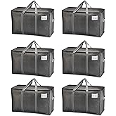 VENO 6 Pack Heavy Duty Moving Bags, Extra Large Storage Bags with Reinforced Handles & Strong Zippers, Foldable & Reusable Moving Box Alternative for Clothes & Dorm Storage