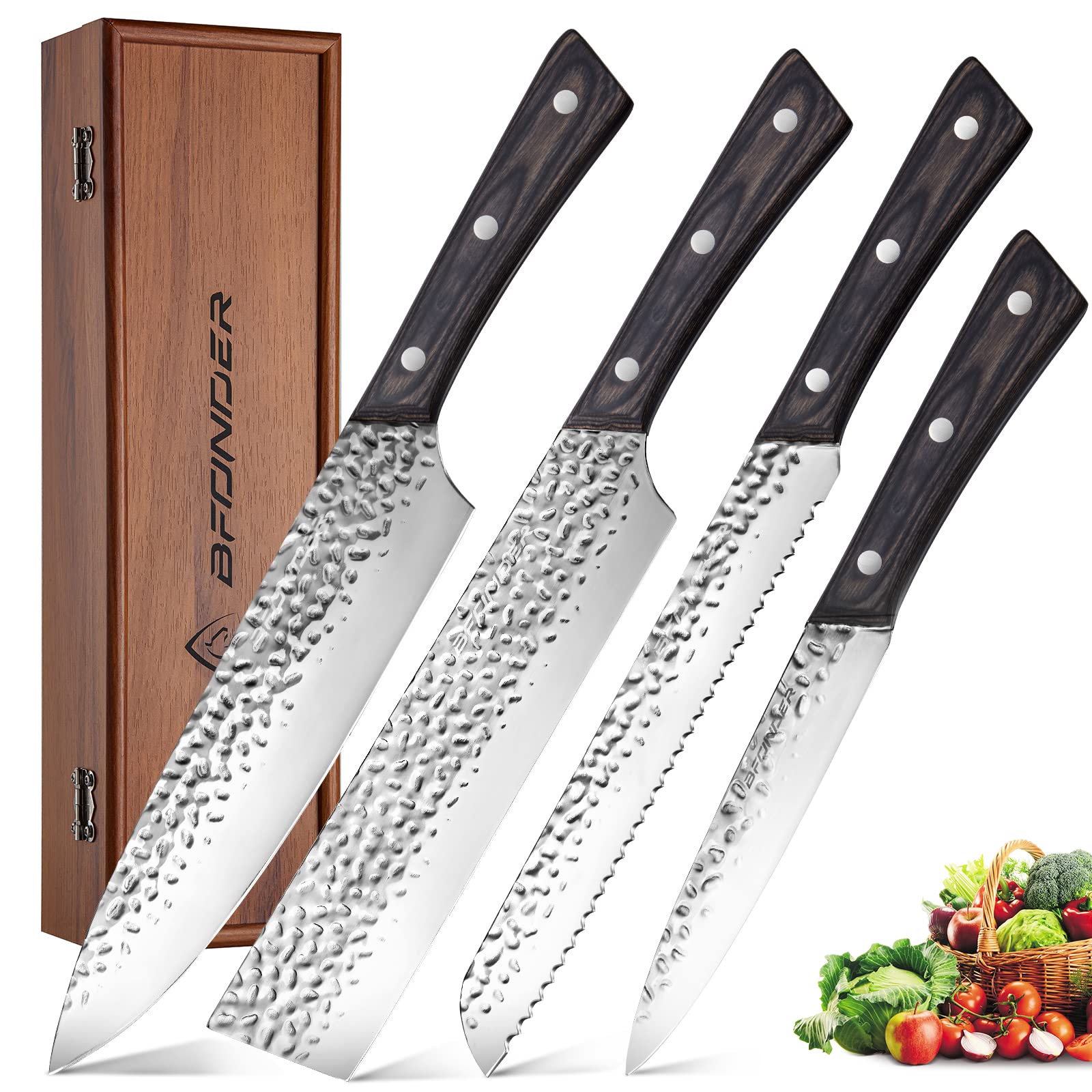 Mua Kitchen Knife Set with Wooden Box, 4PCS Chef Knife Set for Bread