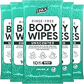 No-Rinse Body Wipes for Adults – XL Ultra Thick Bathing Wipes, Unscented with Aloe & Vitamin E, Hypoallergenic Full Body Washcloths for Women, Men & Elderly, Travel & Camping (50 Count)