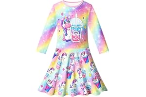 LQSZ Girls Dresses Unicorn Toddler Girls' Dresses Casual Dresses for Girls