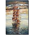 V-inspire Art,24x36 Inch Modern Abstract Hand painted Sailboat Oil Paintings Acrylic Painted Canvas Wall Art Decor for Living room Bedroom Dining room Artwork for Home Walls