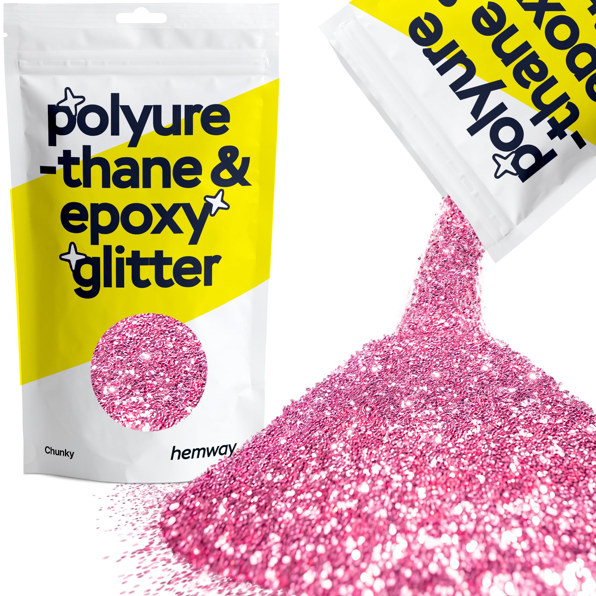 Hemway Resin Glitter Rose Pink 100g Chunky | Polyurethane & Epoxy Glitter for Resin Crafts, Tumblers, Coasters, Floor & Table Art