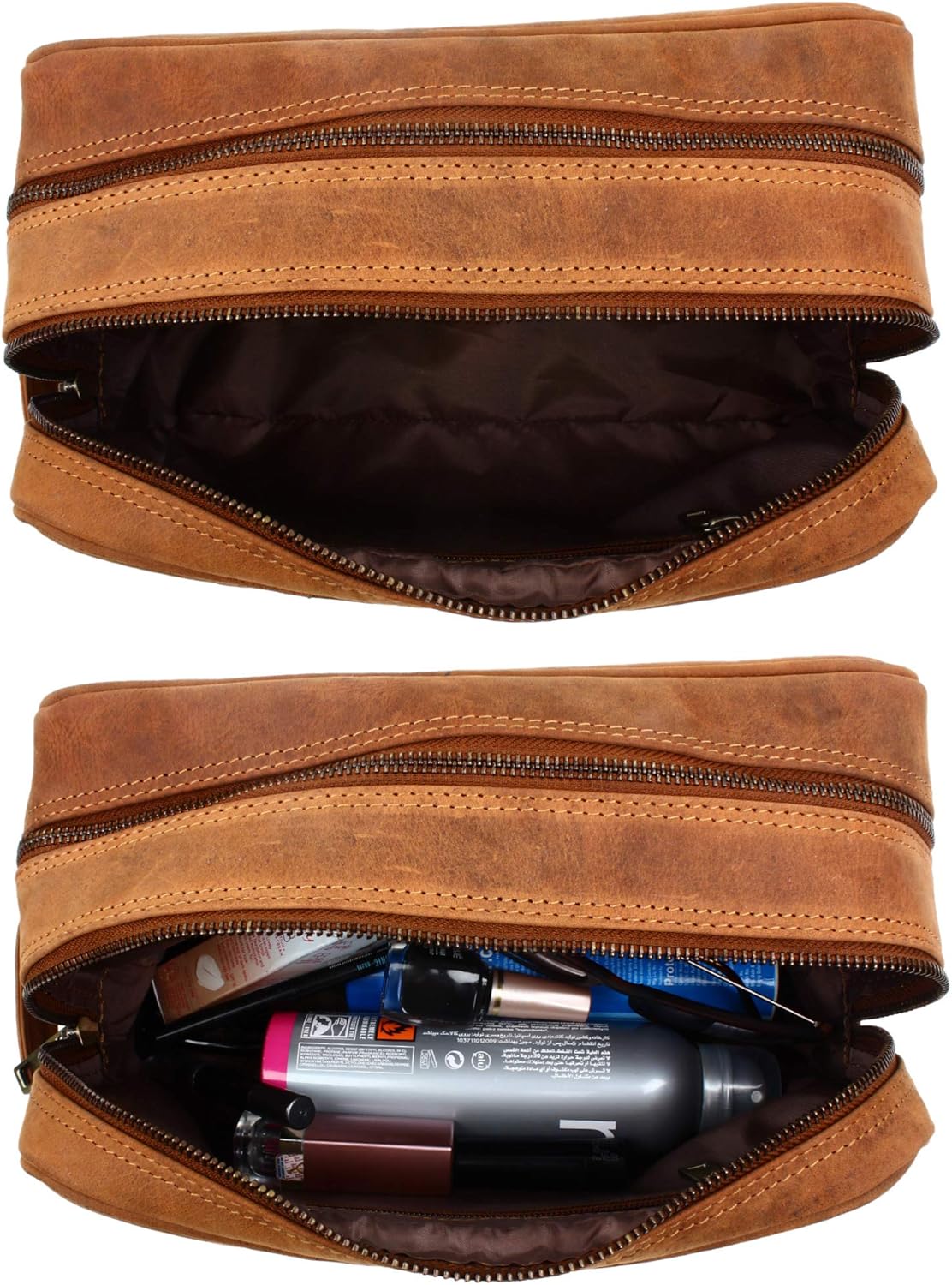 Full Grain Leather Handmade Travel Toiletry Bag - Wash Bag, Shaving Kit and Make Up Kit - Travel Gift for Men and Women by Rustic Town - Image 5
