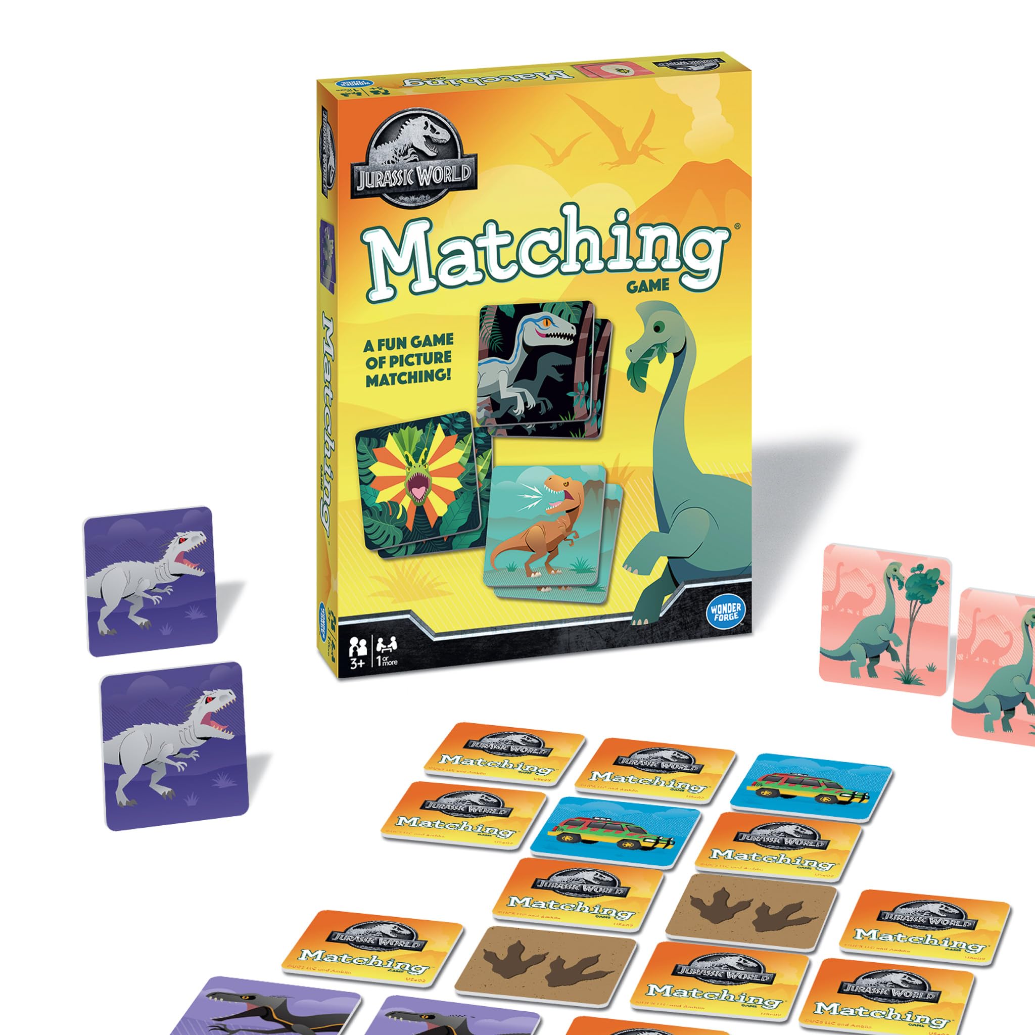 Wonder Forge Jurassic World Matching Game - Glow-in-the-Dark Dinosaur Memory Challenge for Kids Ages 3 and Up - Educational Fun for Family and Preschool Play