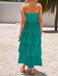 ZESICA Women‘s Summer Boho Strapless Maxi Dress