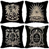 (RB) Dark Memento Mori The Undead Gothic Macabre Art Throw Pillow Case,18 x 18 Inch Set of 4,Gothic Home Decor, Gifts Wife, Sister, Husband, Gothic Lover, Gothic Pillows Cover for Sofa Couch Bed
