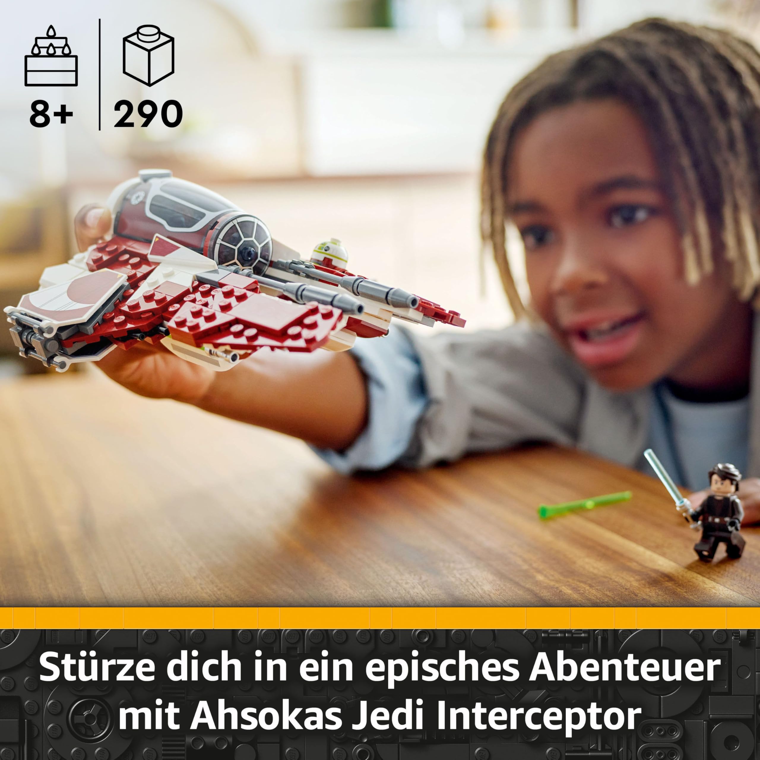 LEGO Star Wars 75401 Ahsokas Jedi Interceptor, Sternenjäger für Fans von The Clone Wars, Ahsoka Tano & Anakin Skywalker Minifiguren, mit Lichtschwertern und R7-A7, für Jungen und Mädchen ab 8 Jahren 2