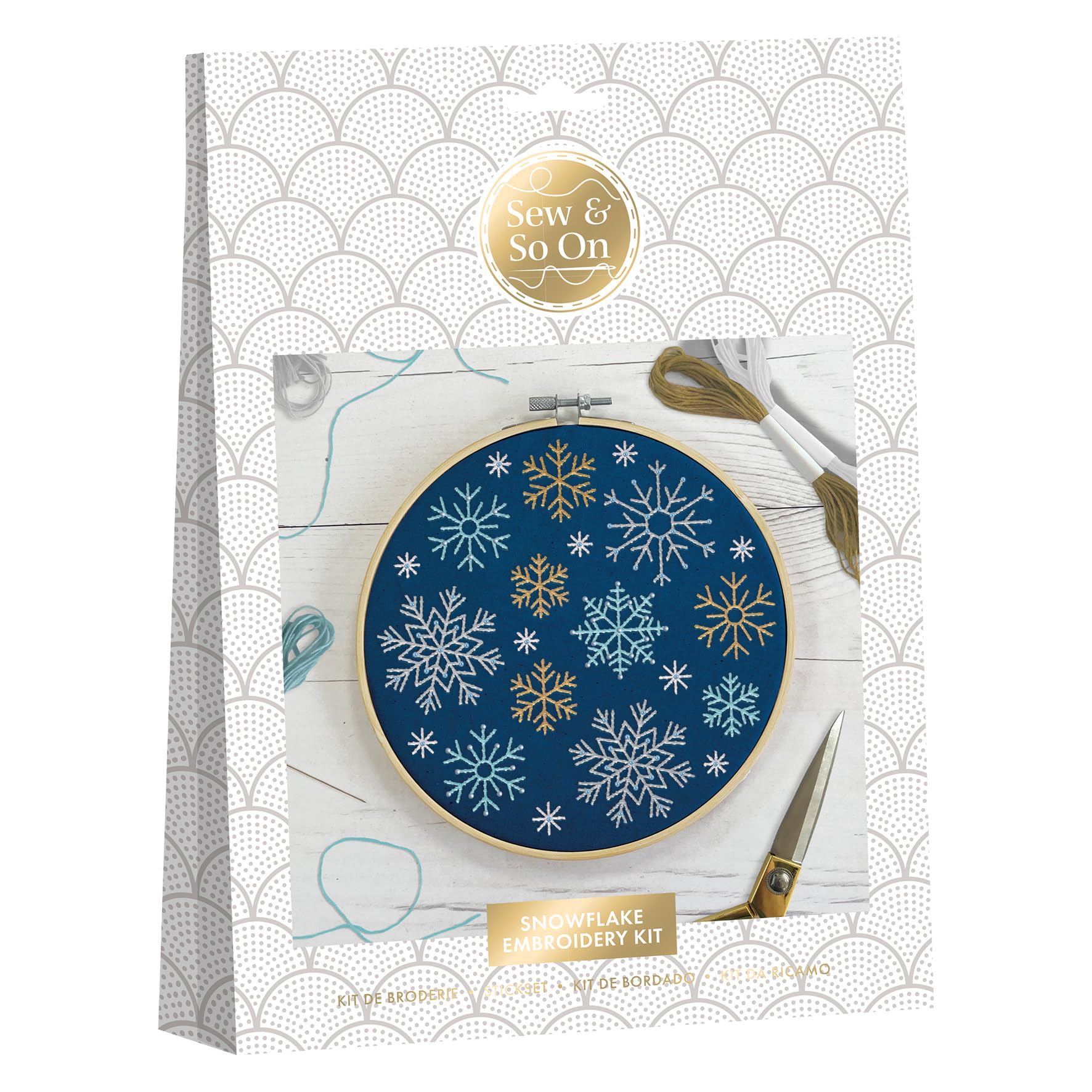 Sew & So On Embroidery Craft Kit, Christmas Snowflakes Includes All Craft Accessories Needed Ideal DIY Adult and Older Kids Craft Kits, Makes A Great Craft Art Gift, Use for Christmas Home Decor
