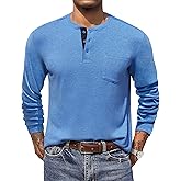 COOFANDY Men Long Sleeve Henley Shirs Casual Basic T Shirts Soild Button Tees with Pockets
