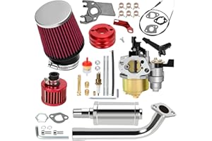 YOXUFA 212cc Carburetor Exhaust Pipe Muffler Stage 2 Kit for Predator 212cc 224cc 196cc 200 6.5hp Engine Coleman CT200U BT200X CT200U-EX Baja Warrior MB200 GX160 Mini Bike Go Kart Parts
