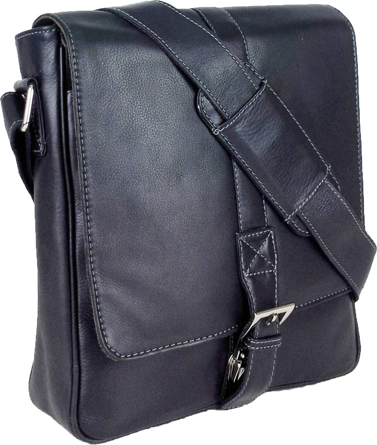 UNICORN Genuine Leather Sling Bag for Men | Vintage Crossbody Messenger Bag with Buckle Flap & Adjustable Strap | Travel, Office, Daily Use Shoulder Bag (Black)