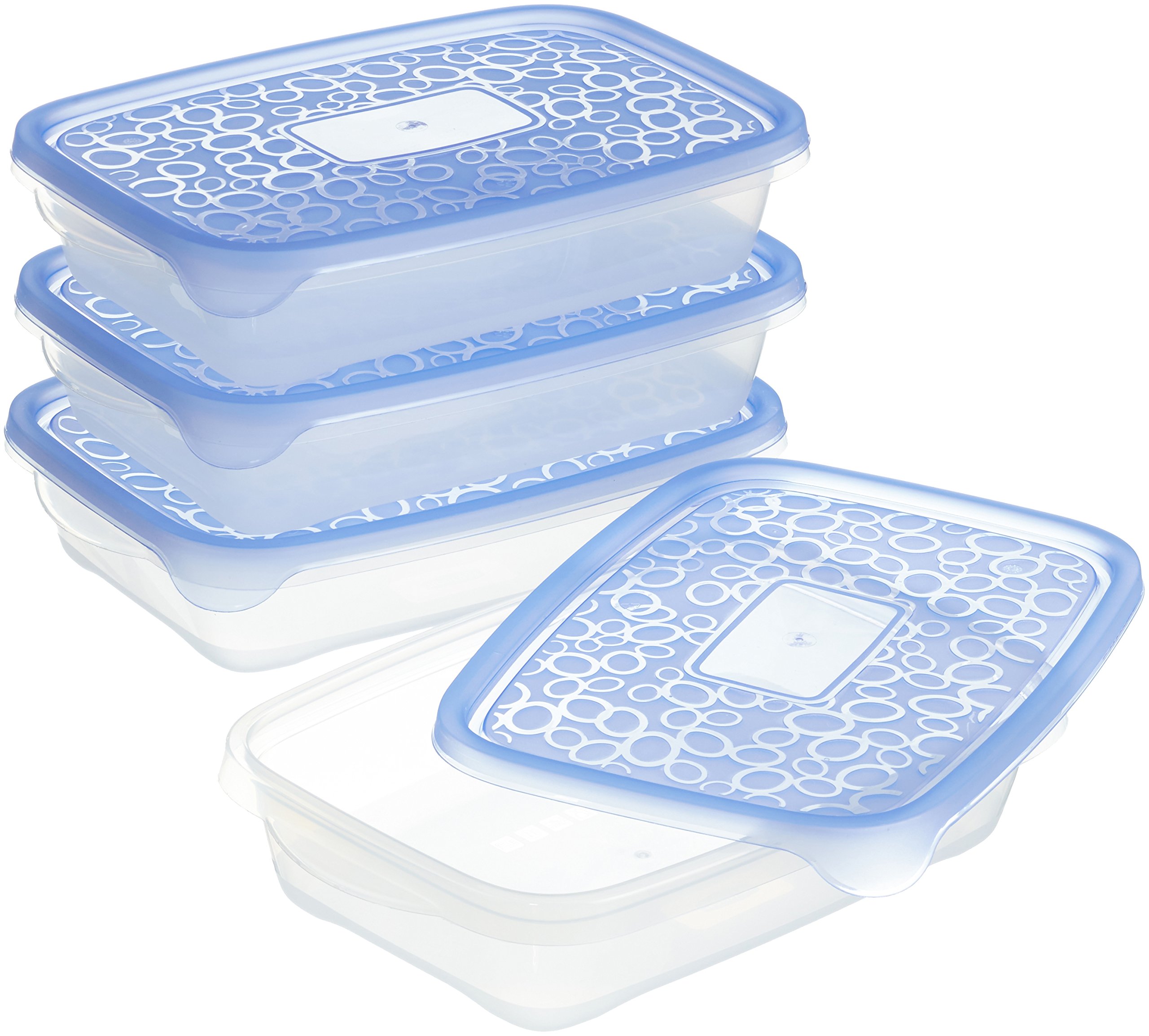 Curver Take Away 214408 Set of 4 Airtight Rectangular Polypropylene Boxes Blue/Transparent 25 x 17 x 10 cm