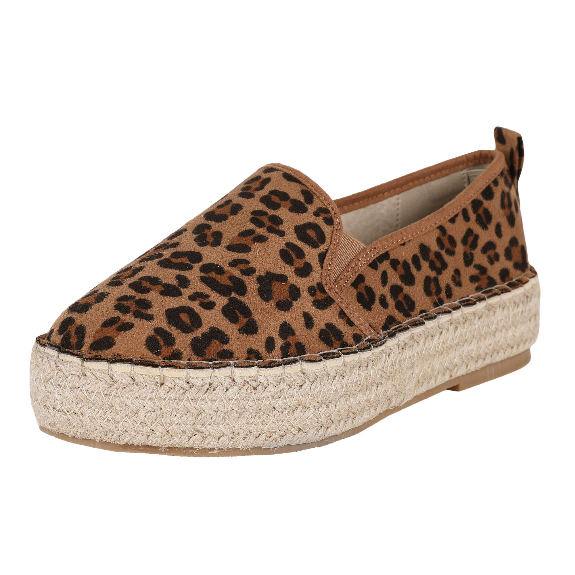 LAICIGO Women’s Platform Espadrilles Slip on Round Toe Faux Suede Dress Casual Flat Boat Shoes