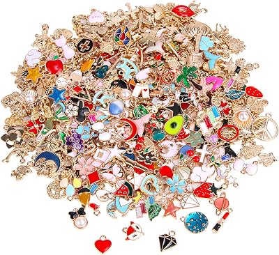 SANNIX 350PCS Gold Enamel Charms for DIY Jewelry Making Bulk Pendant Set