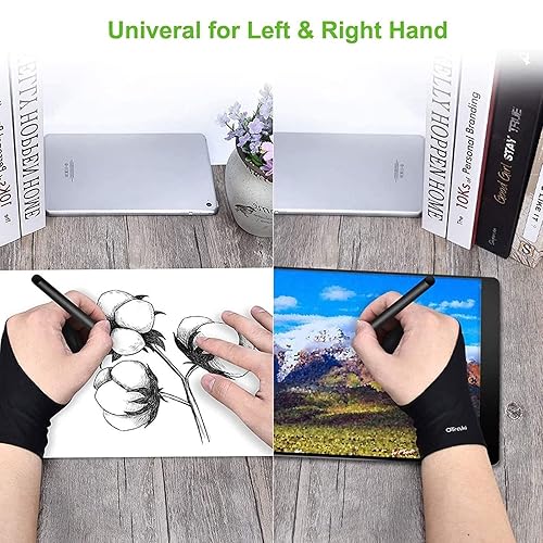 OTraki Pack Artists Gloves Finger Artist Glove Anti Smudge Glove  Drawing Gloves for Paper Sketching, Pad M