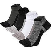 VWELL Toe Socks for Men Women Running Ankle Cotton Five Fingers Design Low Cut Athletic 4 Pairs Size 8-11
