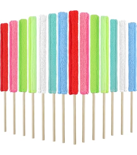 12 Pcs Microfiber Detail Duster Sticks Fan Cleaning Brush Crevice Cleaning Tool AC Vent Cleaner Mini Split Cleaning Kit Fan Blade Cleaner Dusters For Cleaning Home Car Window Blind, Multicolors