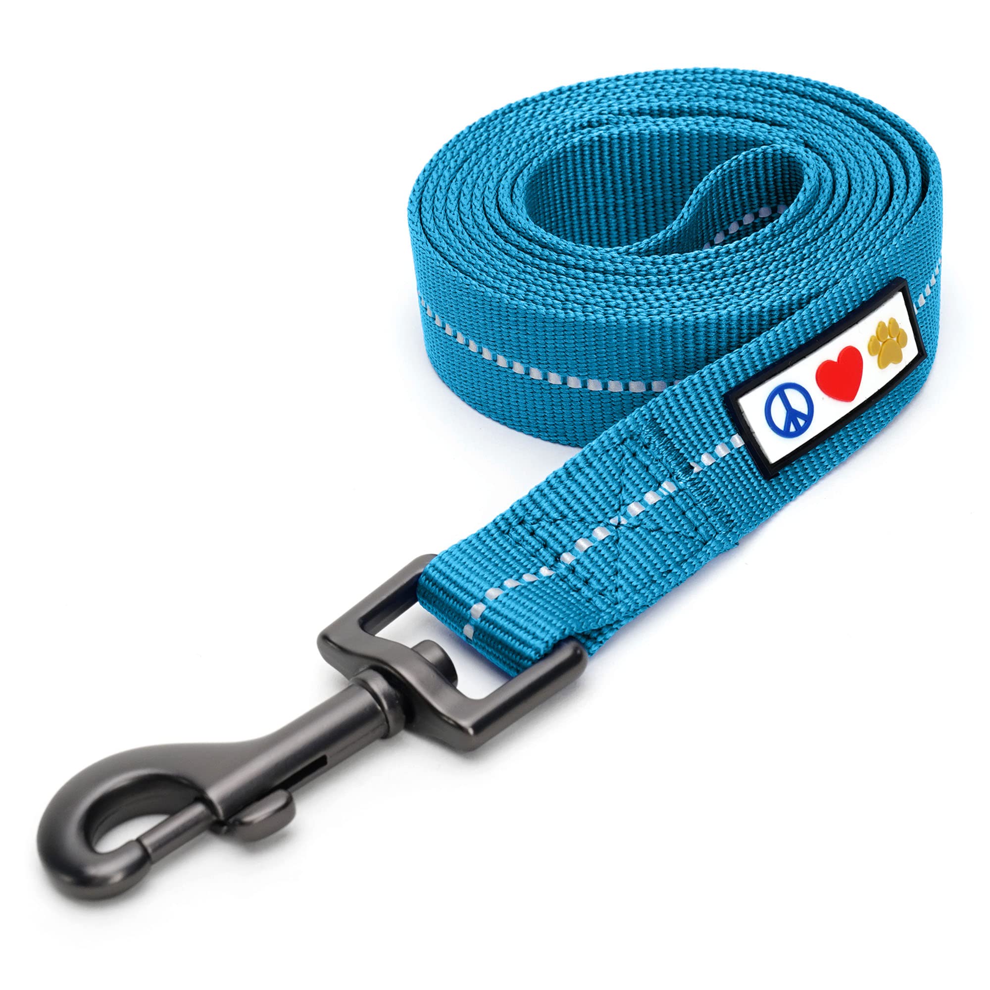 Pawtitas Dog Lead for Small Dogs Comfortable Handle Training Dog Lead 1.8m Long Dog Lead Puppy Lead - Recycled Reflective Lead Teal Dog Lead for Small Breeds