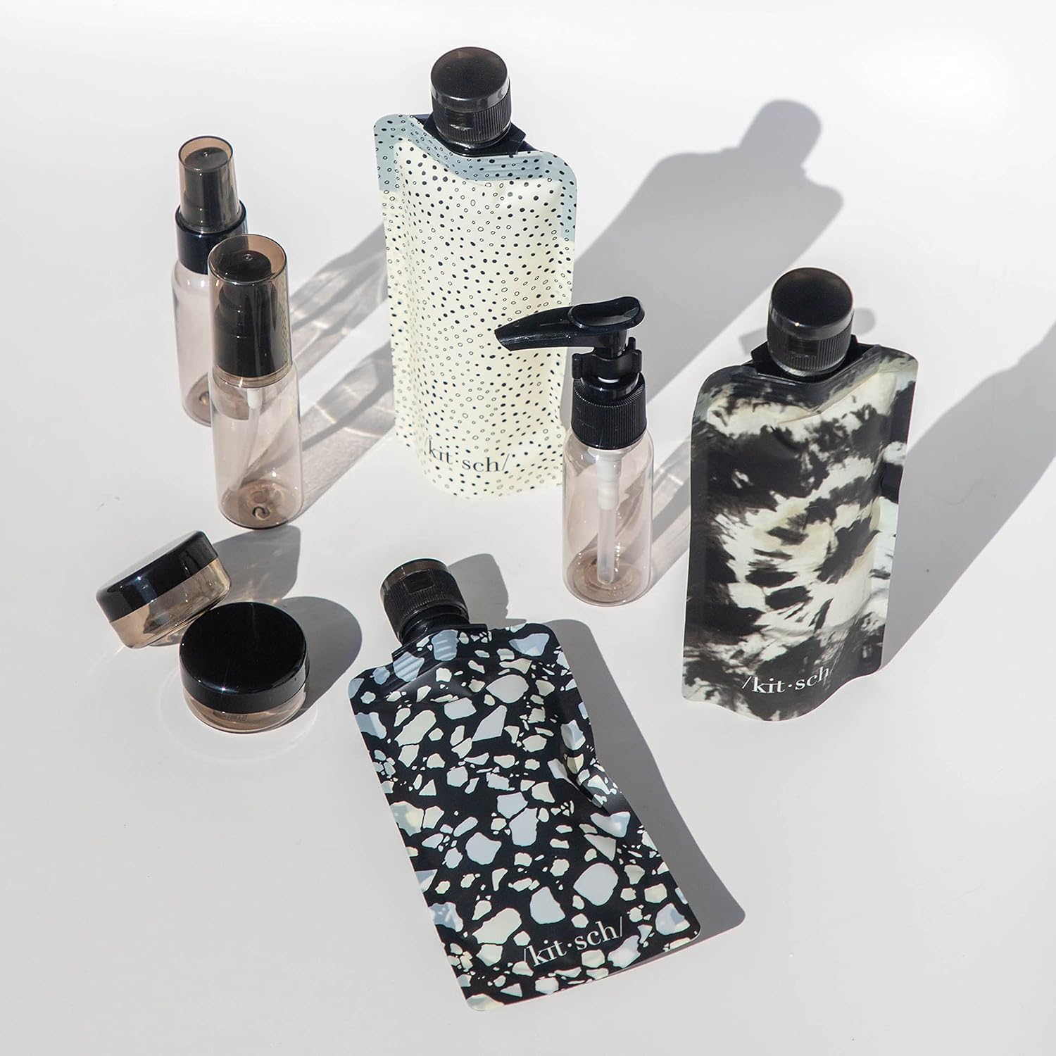 Kitsch Ultimate Travel Bottles Set, Travel Containers - 11pcs (Black & Ivory): Kitchen & Dining