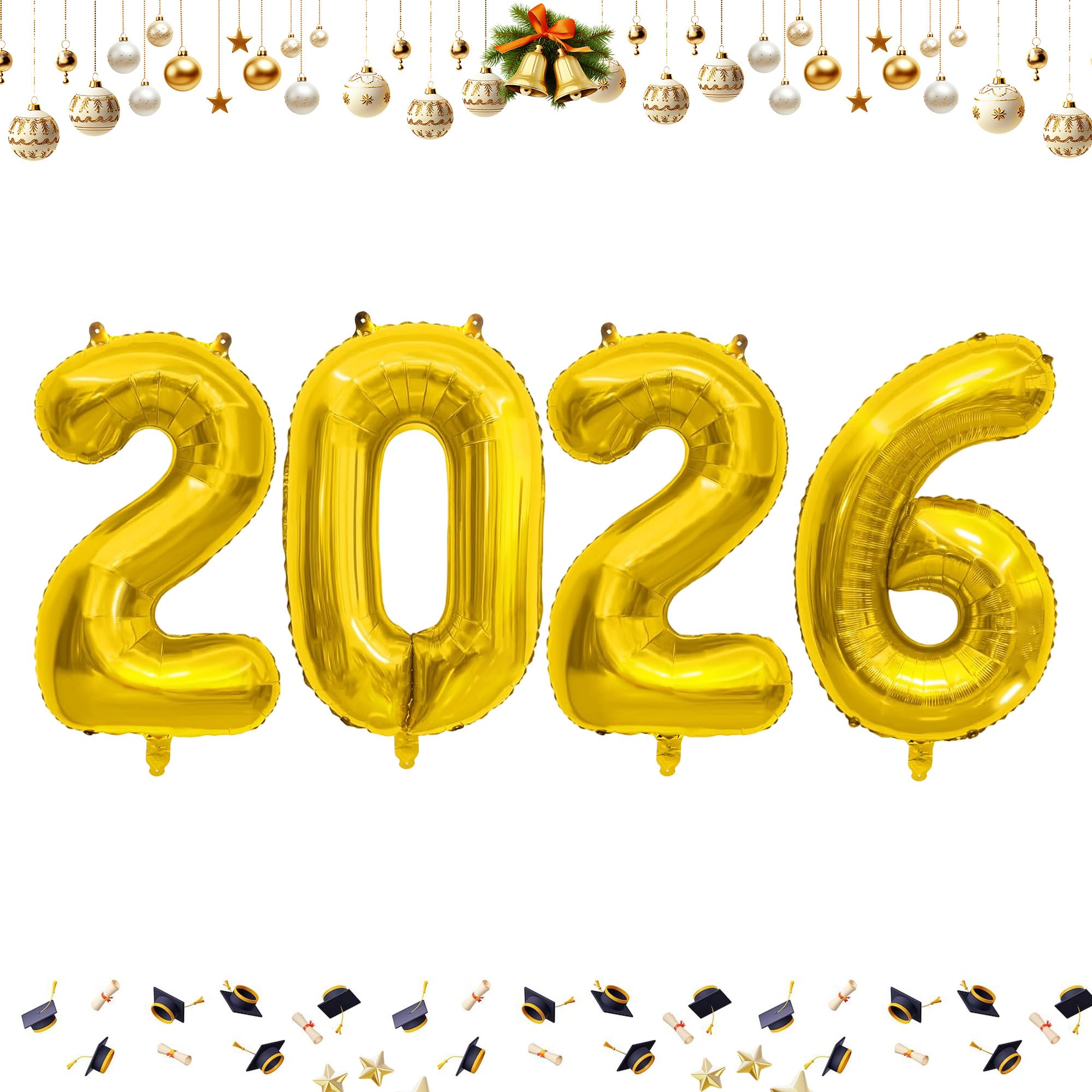 Photo 1 of 40 Inch 2026 Balloons Gold Foil Number Balloons for 2026 New Year Festival Celebration or Birthday Party Supplies Decorations,New Years Balloon 2026, New Years Eve Graduation Balloons Decorations