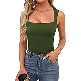 OwnTime Womens Square Neck Tank Tops Dressy Summer Sleeveless Shirts Sexy Going Out Fitted Trendy Tops T Shirts Blouses