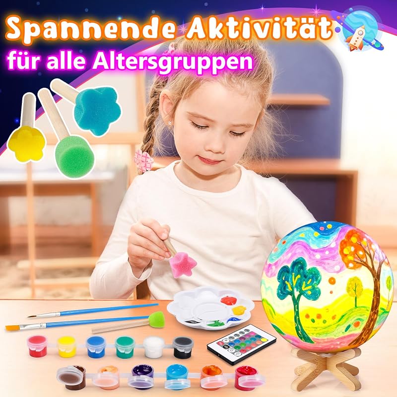 Bastelset Kinder ab 6 7 8 9 10 Jahre,Geschenke Mädchen 10 11 12 Jahre,MondLampe Basteln Mädchen 6-12 Jahre,Nachtlicht für Kinder Spielzeug ab 5-12 Jahr Junge Halloween Geburtstagsgeschenk