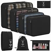 8 Set Packing Cubes for Travel, Anti-Tearing Luggage Organizer Bags | Water-repellent Suitcase Organizer, Packing Cube with 8 Versatile Packing Bags for Travel Accessories Essentials (Black)