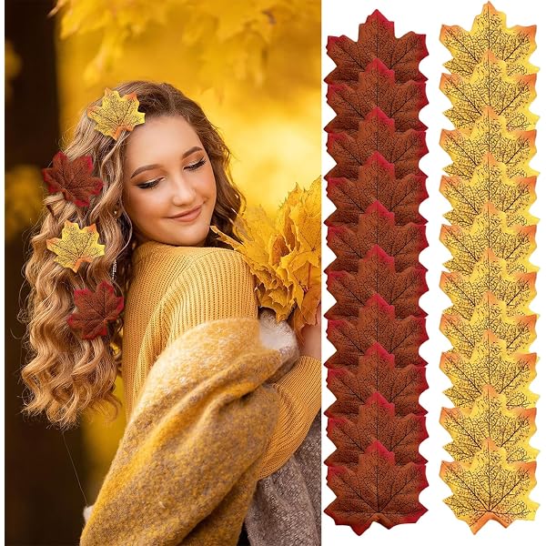 WRBAJIS Herbst-Haarspangen Mit Ahornblatt-Design – 10 Stück, Orange/gelb, Für Frauen & Mädchen