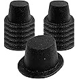 Hillban 12 Pack Glitter Top Hats Happy New Year Party Plastic Magician Hat for Party Supplies(Black)