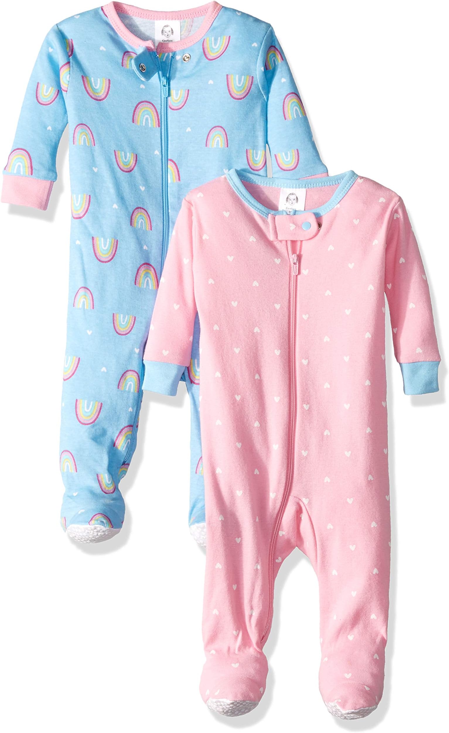 Gerber Baby Girls 2-Pack Footed Unionsuit