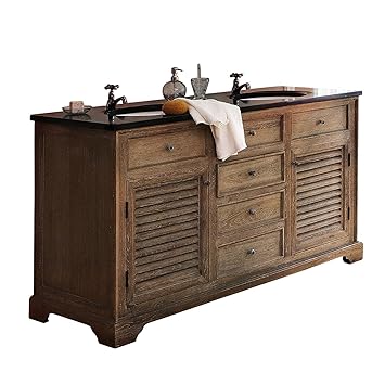 Loberon Waschtisch Malmaison, Eichenholz/Naturstein, H/B/T ca. 86/150 / 55 cm, Graubraun