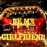 IFNCPF Be My Girlfriend Light Up Letters with 1000 Rose Petals | Proposal Decorations Kit Includes 14 LED Light Letters and 1000 Rose Petals Valentine's Day Ornaments