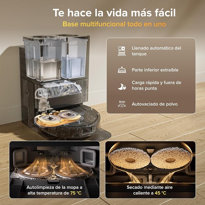Qrevo S Pro Set Robot Aspirador (Versión Mejorada del QV 35A) Succión de 18500 Pa, Base Todo en Uno, 2,7L Bolsa para Polvo, Sistema antienredos, Evitación de Obstáculos, Negro