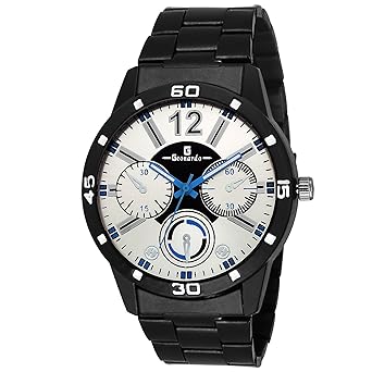 Cosmic Quartz Movement Analogue White Dial Black Chain Mens Watch - GDM046