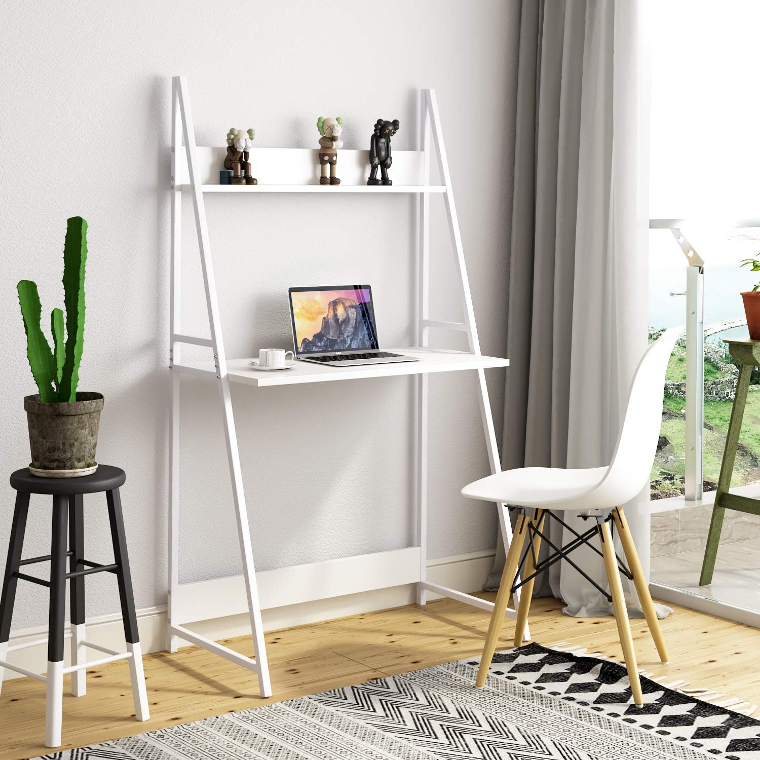 Joolihome Computer Desk, 2 Tier Ladder Laptop PC Table with Shelf