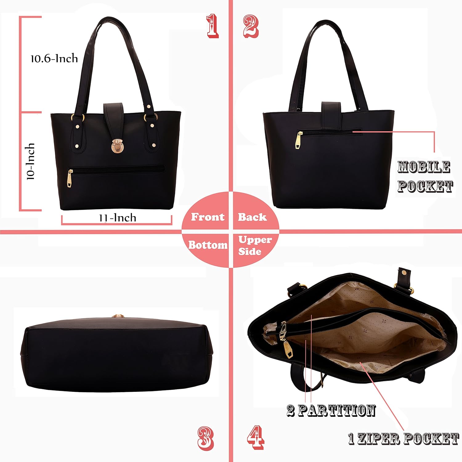 lady bar women's handbag (black,bag-112)