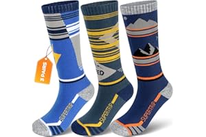 Supertrip Kids Merino Wool Ski Socks 3 Pairs Boys Girls Youth Thermal Winter Warm Thick Socks for Skiing Snowboarding