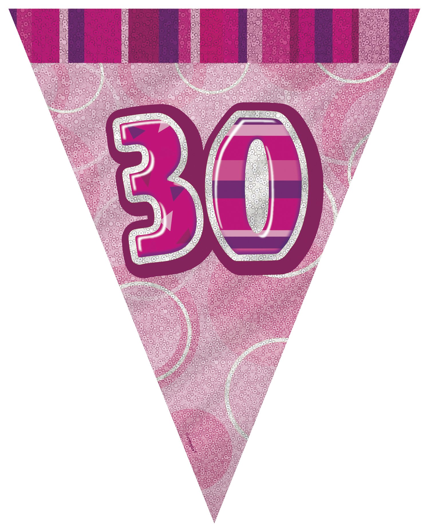 Unique Party 90953 - 9ft Foil Glitz Pink 30th Birthday Bunting Flags