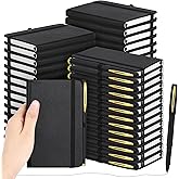 KOGGON 50 Pack Pocket Notebook Journals with Pens, 160 Pages, 3.5x5.5 Inches, A6 Mini Notebooks Small Journals College Ruled Hardcover Notebook PU Leather Notepad with Pen Holder for Office School