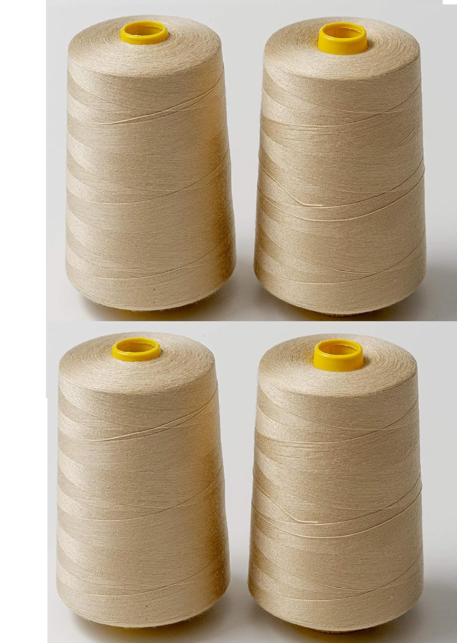 Polyester All Purpose Polyester Sewing Thread 40S/2, 4 x 5000 Meters (5468 Yard) Cones (Beige) 4 Large Cones for Sewing, Quilting, Piecing, Stitch, Serger and Overlock