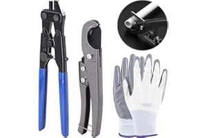 Swpeet 4Pcs PEX Ring Removal Tool Kit, PEX-1210C Crimp Ring Removal Tool and Pex Pipe Cutter with 1 Pairs Cut Resistant Glove