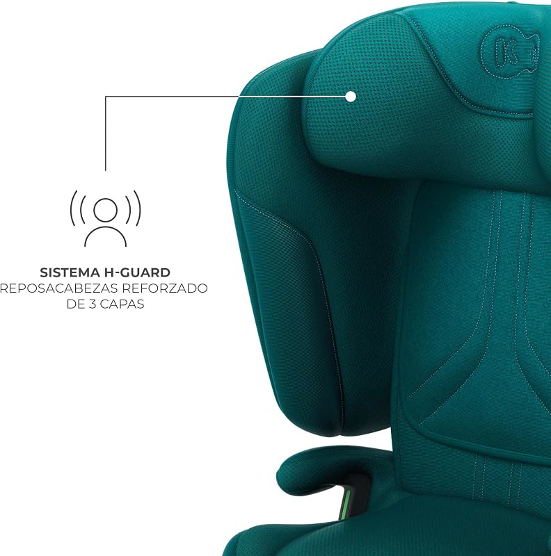 UNITY2 Silla de Coche I-size 100-150 cm, con Isofix hasta 12 años, Sistemas de Seguridad, Fácil de Limpiar, Transpirable, AIR FLOW, SPS+, H-GUARD, Verde
