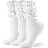 CS CELERSPORT Slouch Socks for Women, Long Scrunch Crew Socks, 3 Pairs | Soft Breathable Cotton Crew Socks, Calf-Length Tube Design for Boots, Cozy Everyday Wear