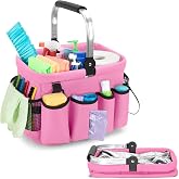 PGmoon Cleaning Caddy Organizer with Handle,Pink | Cleaning Tote Bag with Multiple Pockets for Cleaning Supplies, Products Storage, Housekeepers, Kitchen Cleaning Supplies