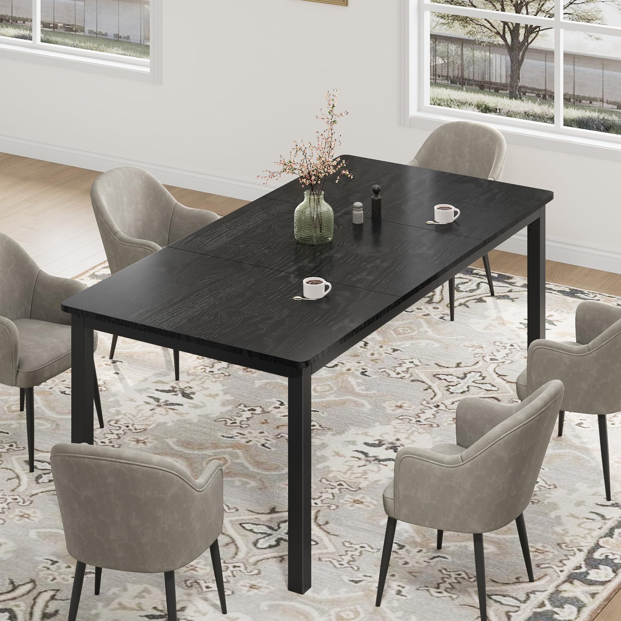 Photo 1 of ** MANUAL AND HARDWARE INCLUDED** Garvee Industrial Dining Table for 6-8 People, 71/79 in Inch Long Kitchen Table with Sturdy Metal Frame & Round Corner Rectangular Counter for Dinner, Easy to Install(Only Table)