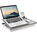 LAPGEAR Ergo Pro Lap Desk with 20 Adjustable Angles, Mouse Pad, and Phone Holder - Gray - Fits up to 15.6 Inch Laptops and Mo